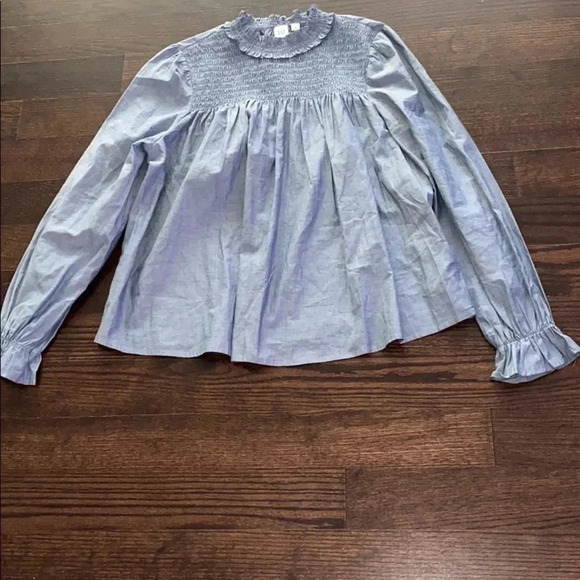 Gap Longsleeve high ruffle neck  top blouse M - Picture 2 of 10